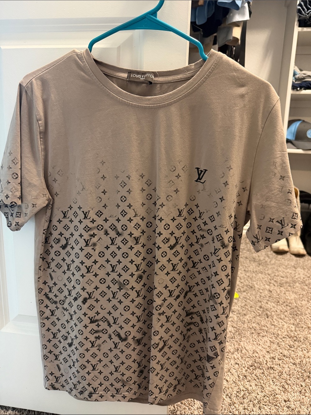 Louis Vuitton Taupe and Black Monogram Gradient Tee